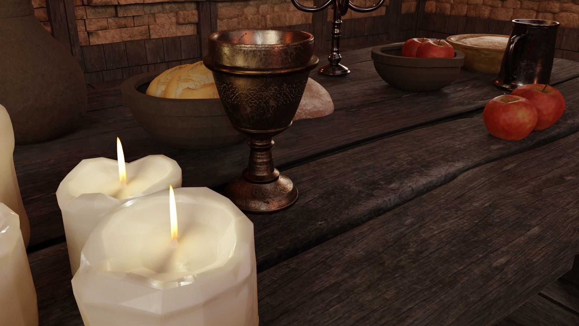 Medieval Table Set Low-poly 3D model_2