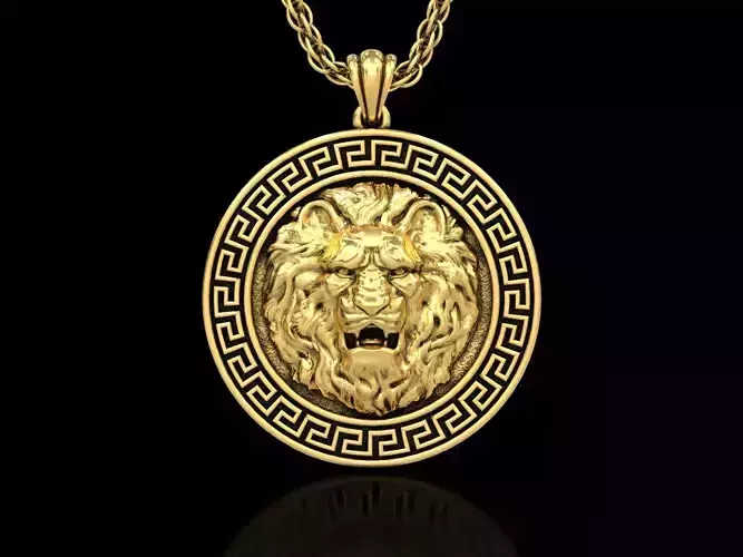 Angry Lion Head2 Medallion Pendant  3D print model