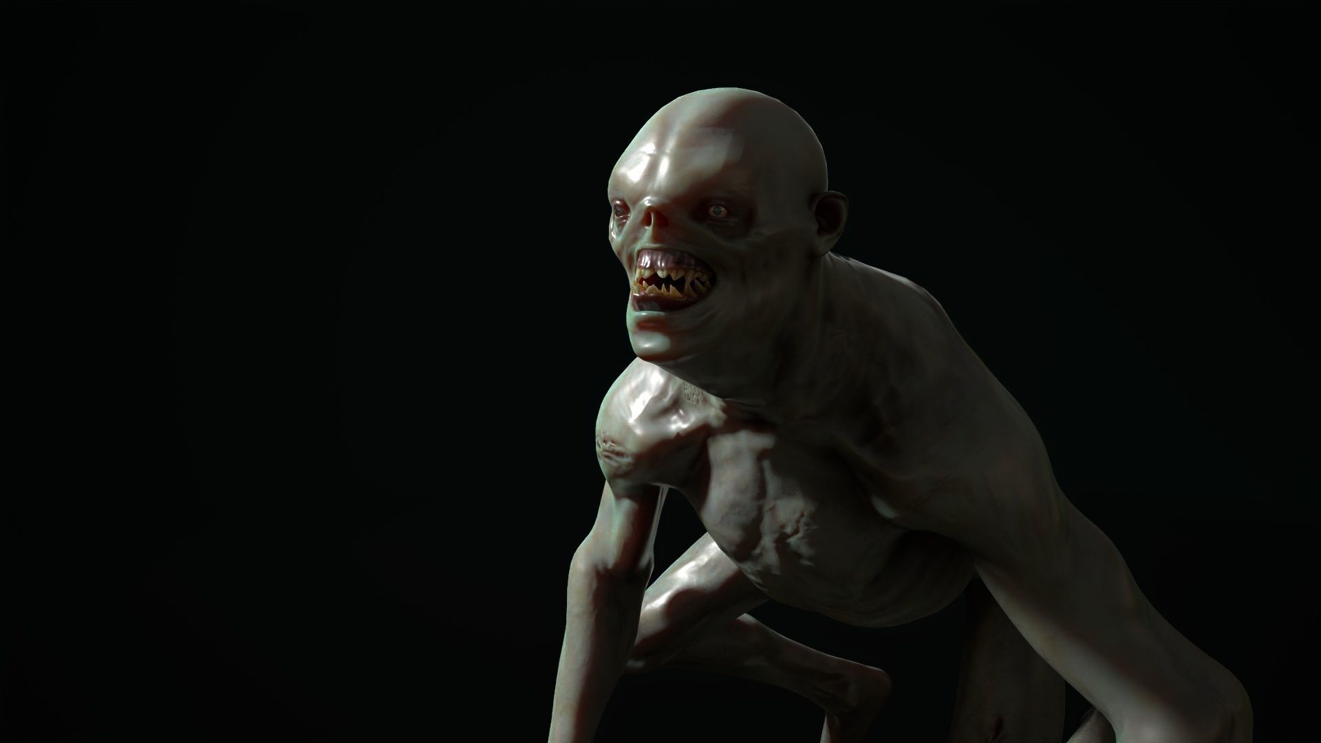 Mutant 4 human Low-poly 3D model_2