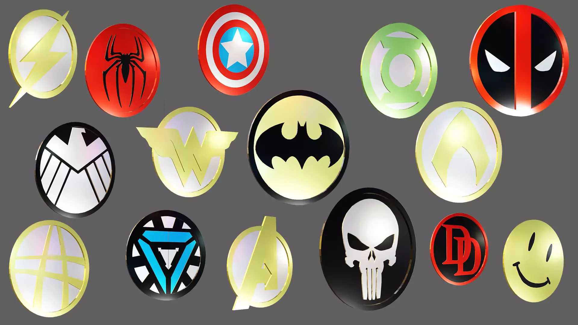 Free 3D Superhero Logos Free low-poly 3D model