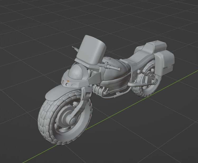 Zurobike retro electric motorcycle and Pilot Low-poly 3D model_7