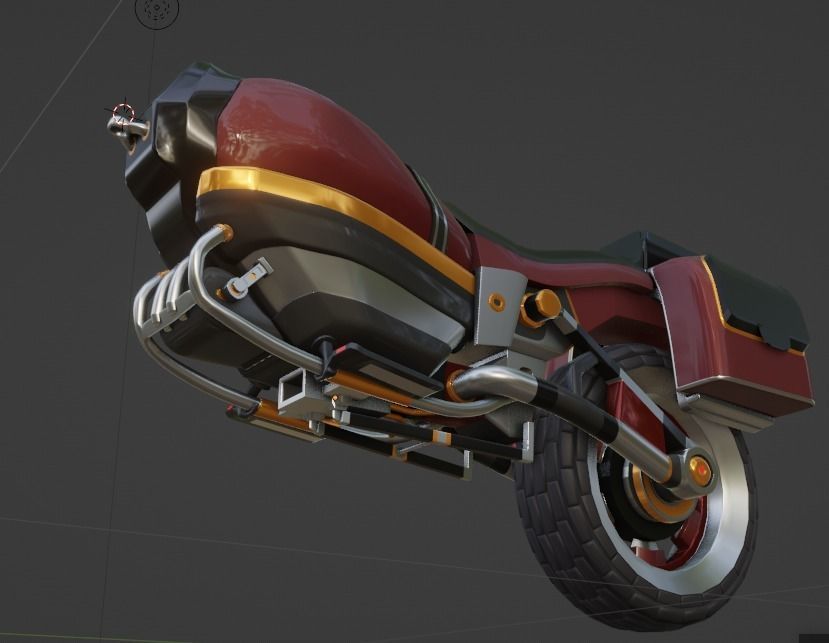 Zurobike retro electric motorcycle and Pilot Low-poly 3D model_8