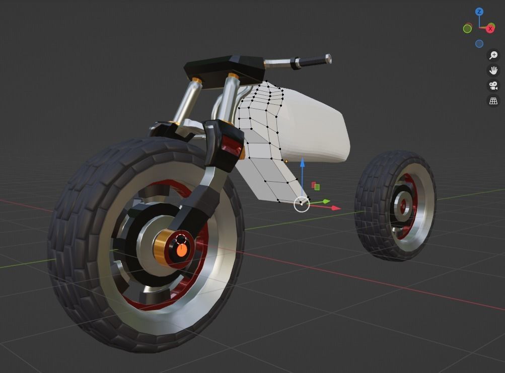 Zurobike retro electric motorcycle and Pilot Low-poly 3D model_4