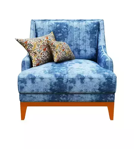Armchair upholstered chair with orange legs