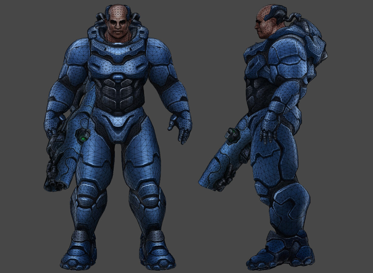 Soldier SciFi - 3 Characters - 2 Animation Sets Low-poly 3D model_16