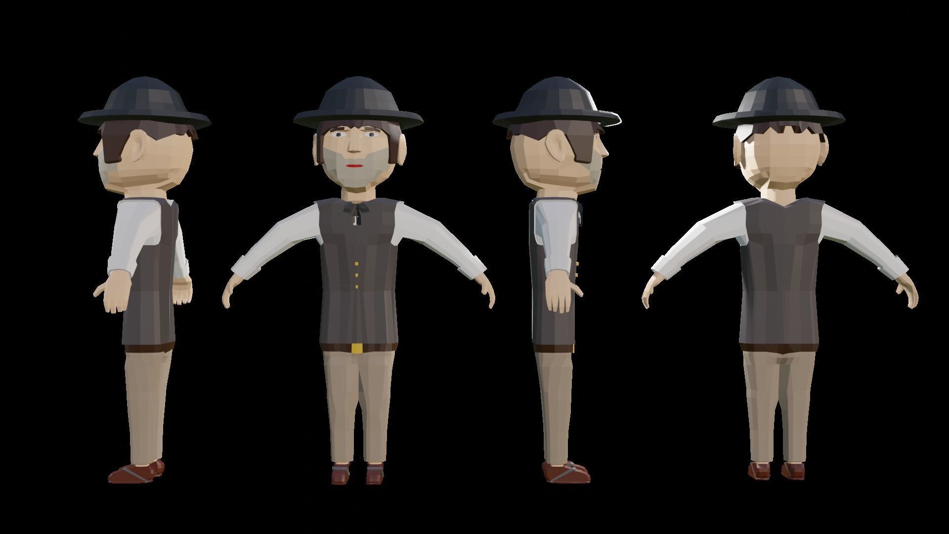 Wild West Outlaws - Character Pack Low-poly 3D model_18