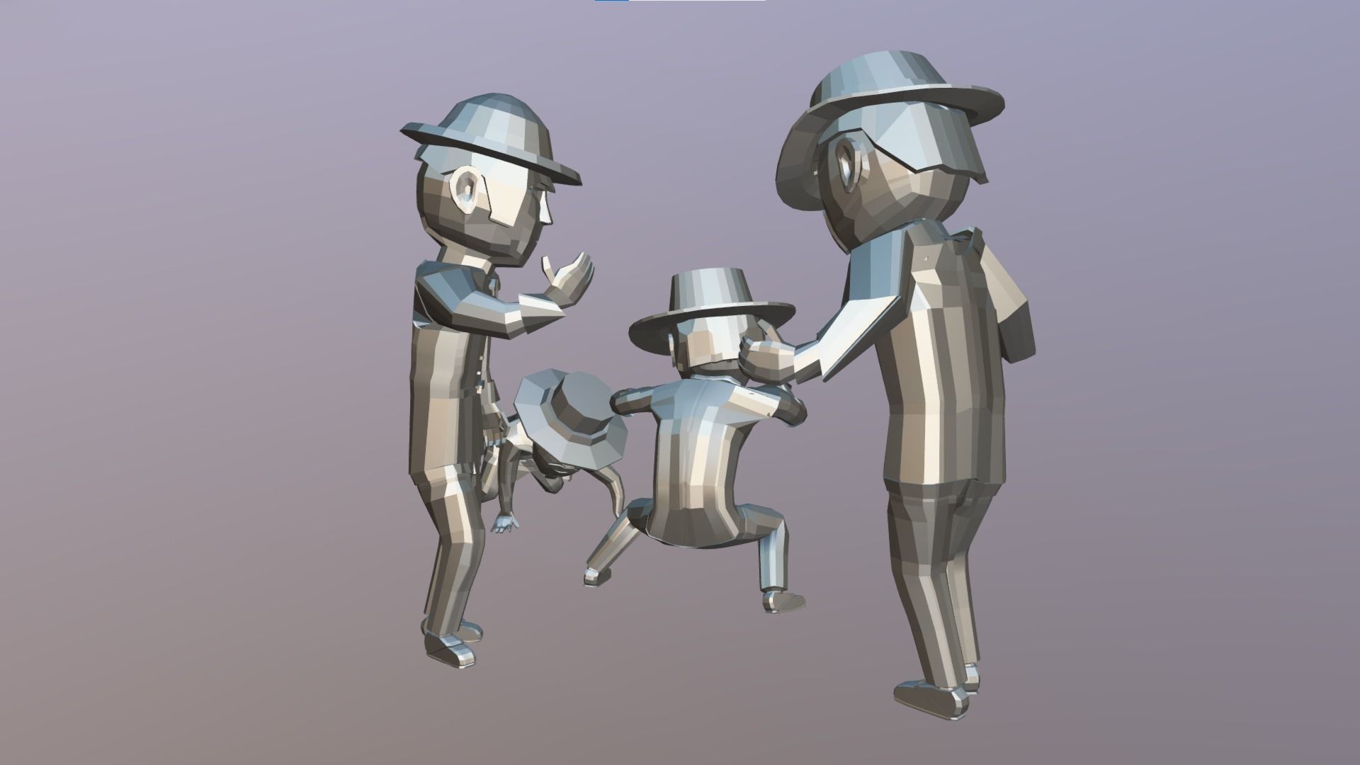 Wild West Outlaws - Character Pack Low-poly 3D model_11