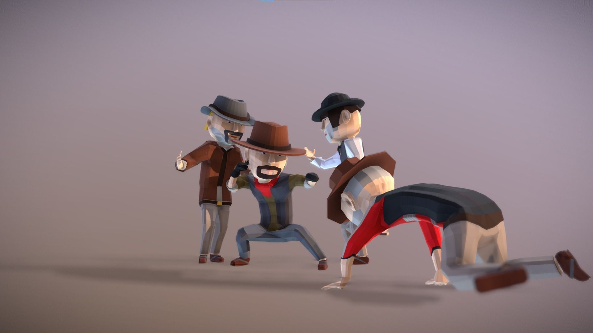 Wild West Outlaws - Character Pack Low-poly 3D model_9