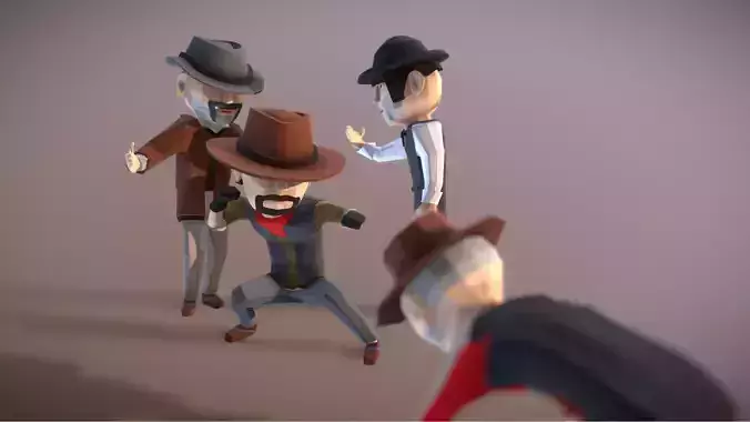 Wild West Outlaws - Character Pack Low-poly 3D model