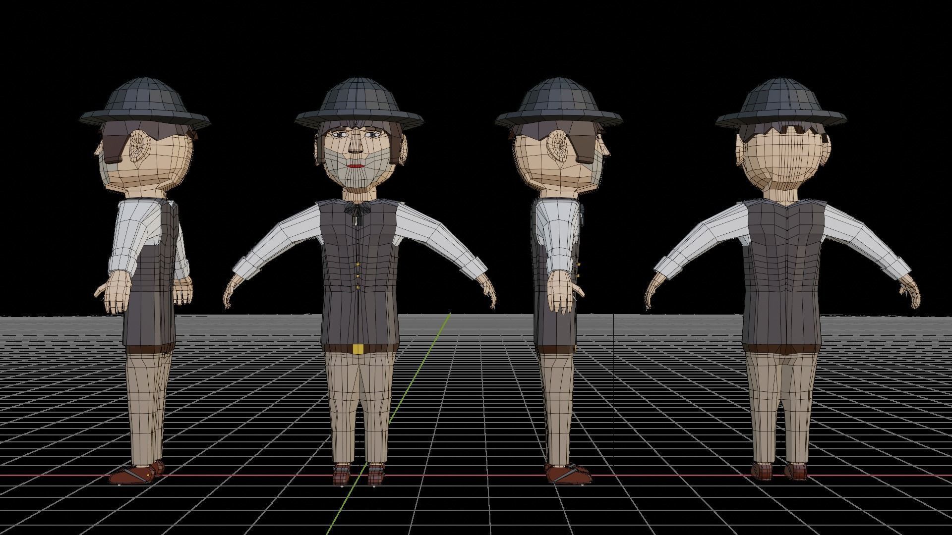 Wild West Outlaws - Character Pack Low-poly 3D model_19