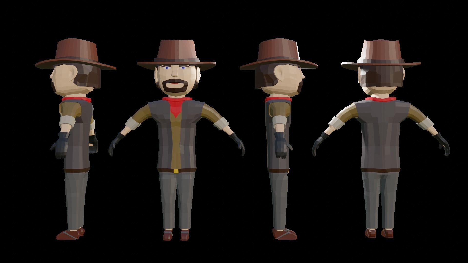 Wild West Outlaws - Character Pack Low-poly 3D model_12