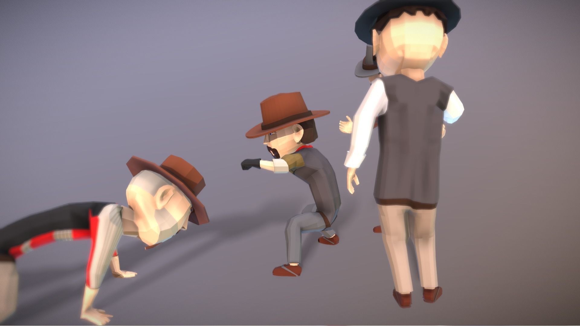 Wild West Outlaws - Character Pack Low-poly 3D model_2