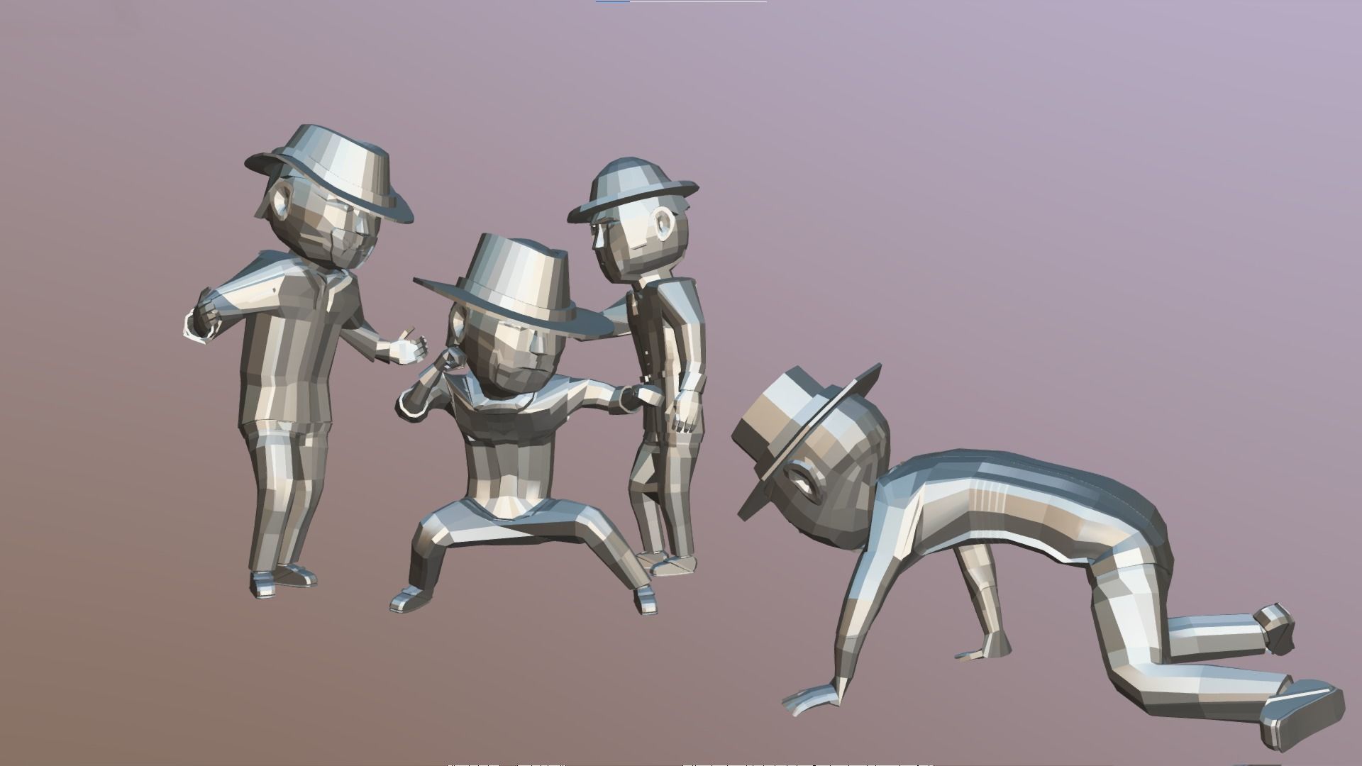 Wild West Outlaws - Character Pack Low-poly 3D model_10