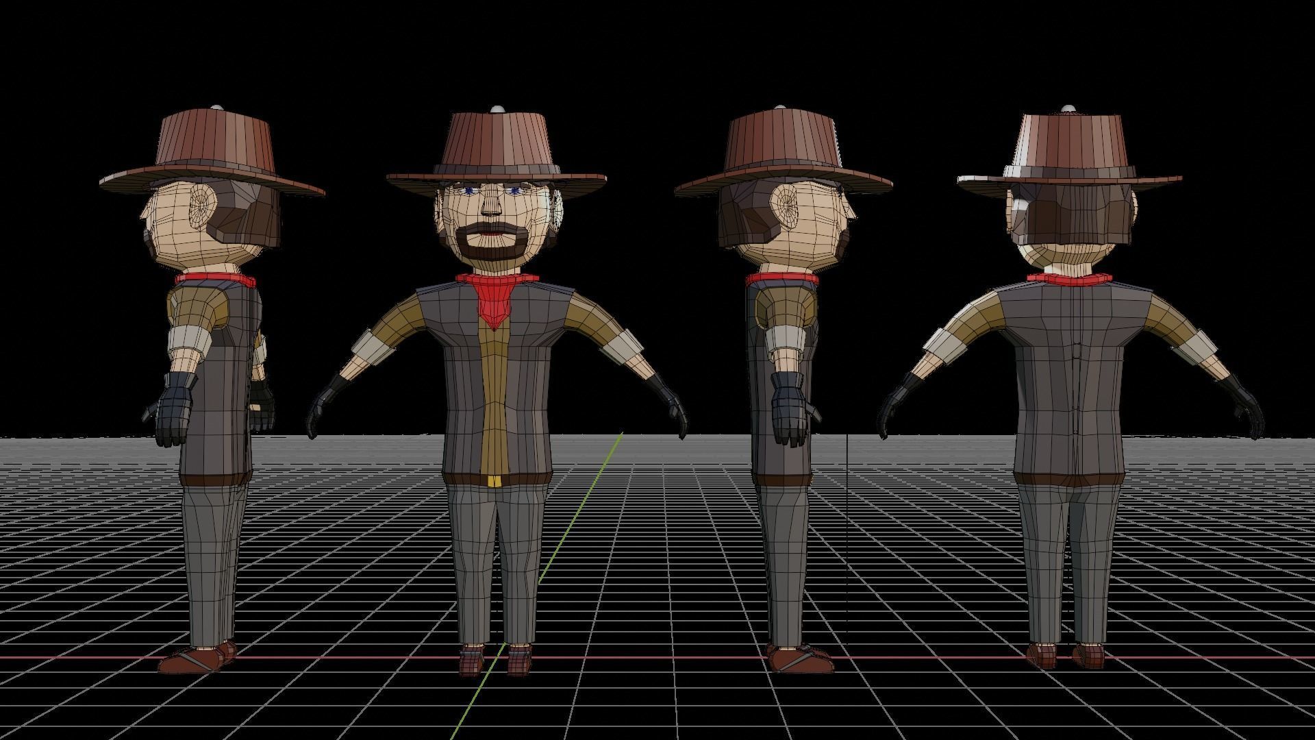 Wild West Outlaws - Character Pack Low-poly 3D model_13