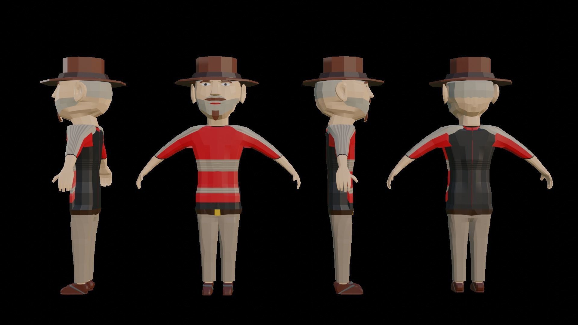 Wild West Outlaws - Character Pack Low-poly 3D model_16