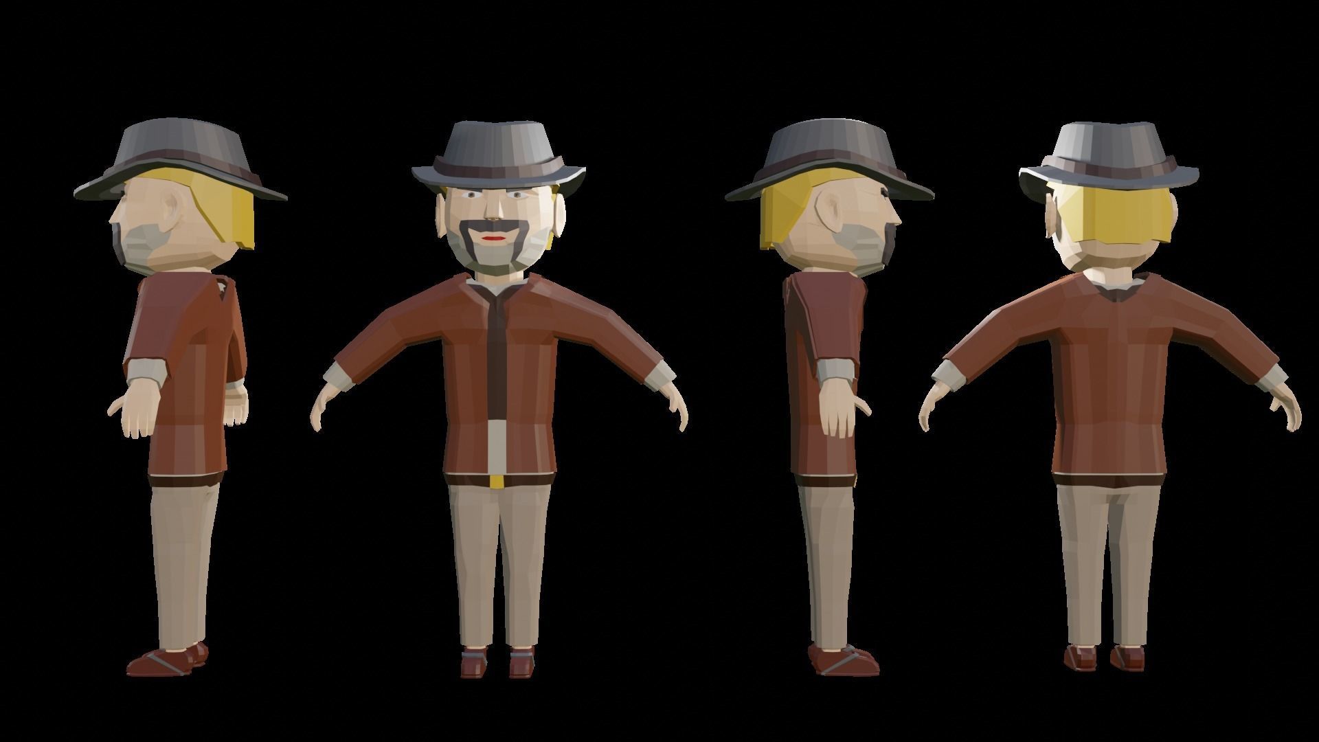 Wild West Outlaws - Character Pack Low-poly 3D model_14