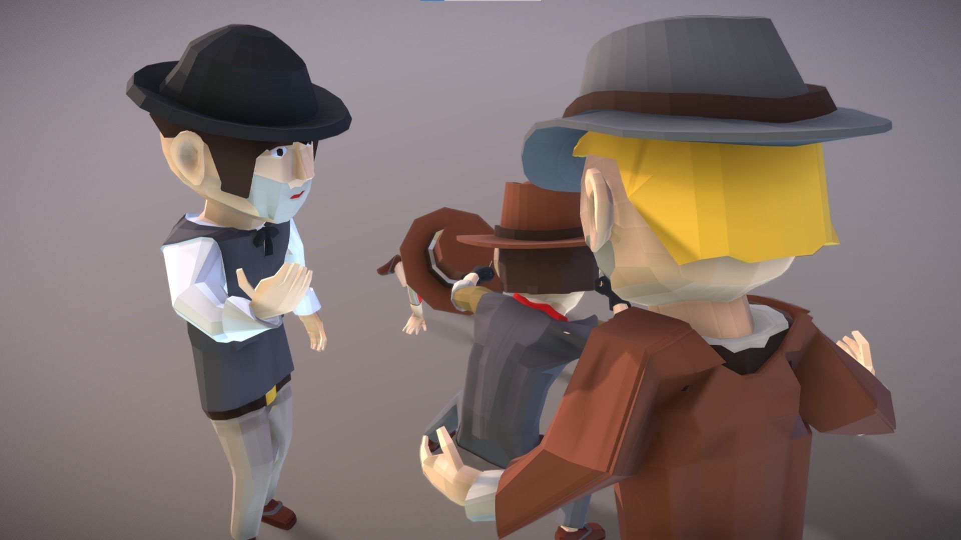 Wild West Outlaws - Character Pack Low-poly 3D model_4