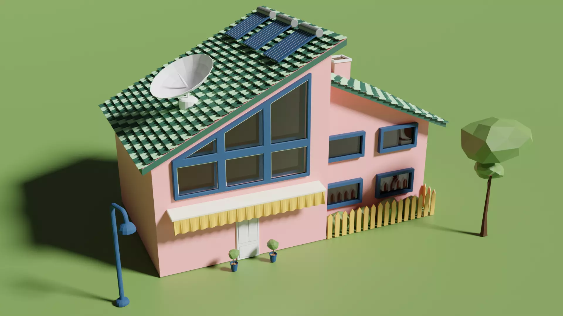 Cartoon house Low-poly 3D model