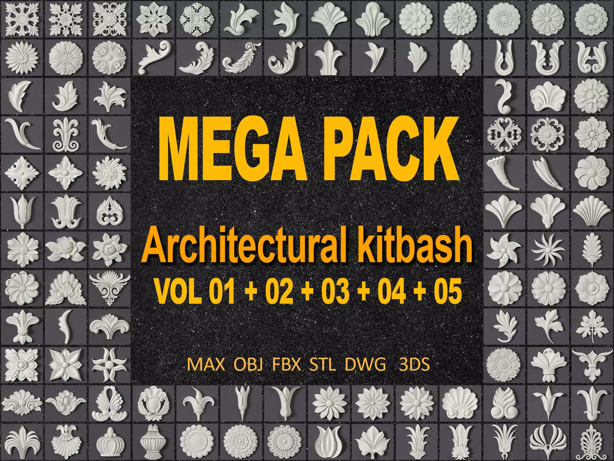 ARCHITECTURAL KITBASH - VOL 01 - 02 - 03 - 04 - 05 3D Model Collection_0