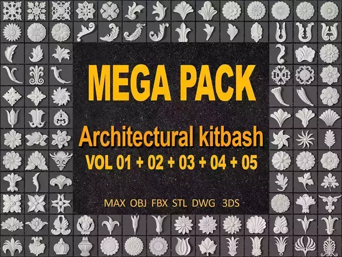 ARCHITECTURAL KITBASH - VOL 01 - 02 - 03 - 04 - 05 3D Model Collection