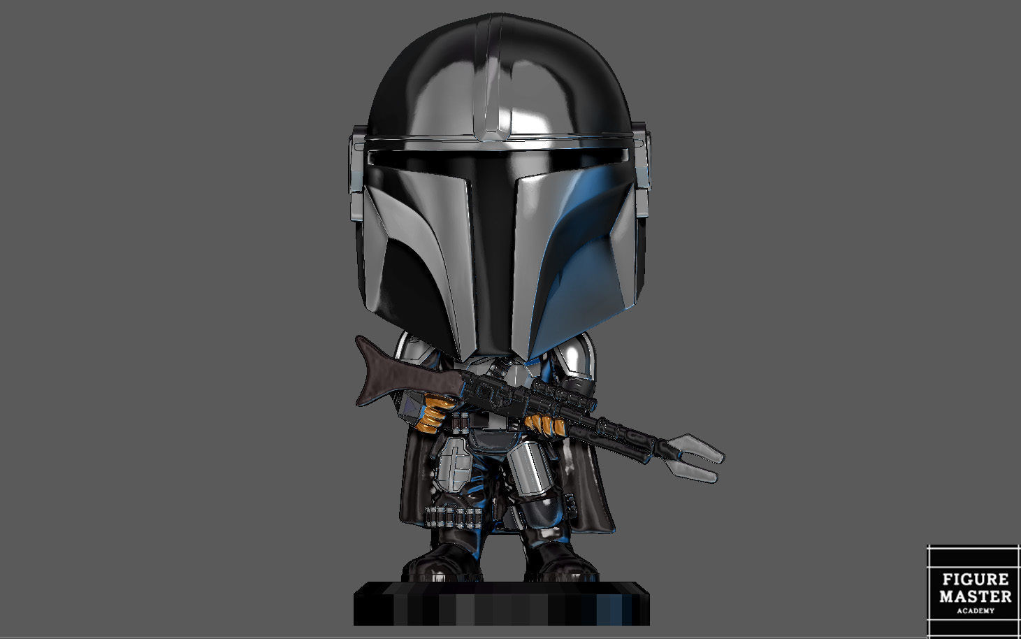 MANDALORIAN BESKAR BUBBLE HEAD BOBBLE HEAD STARWARS DISNEY 3D print model_4