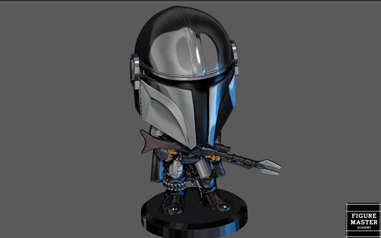 MANDALORIAN BESKAR BUBBLE HEAD BOBBLE HEAD STARWARS DISNEY 3D print model_8