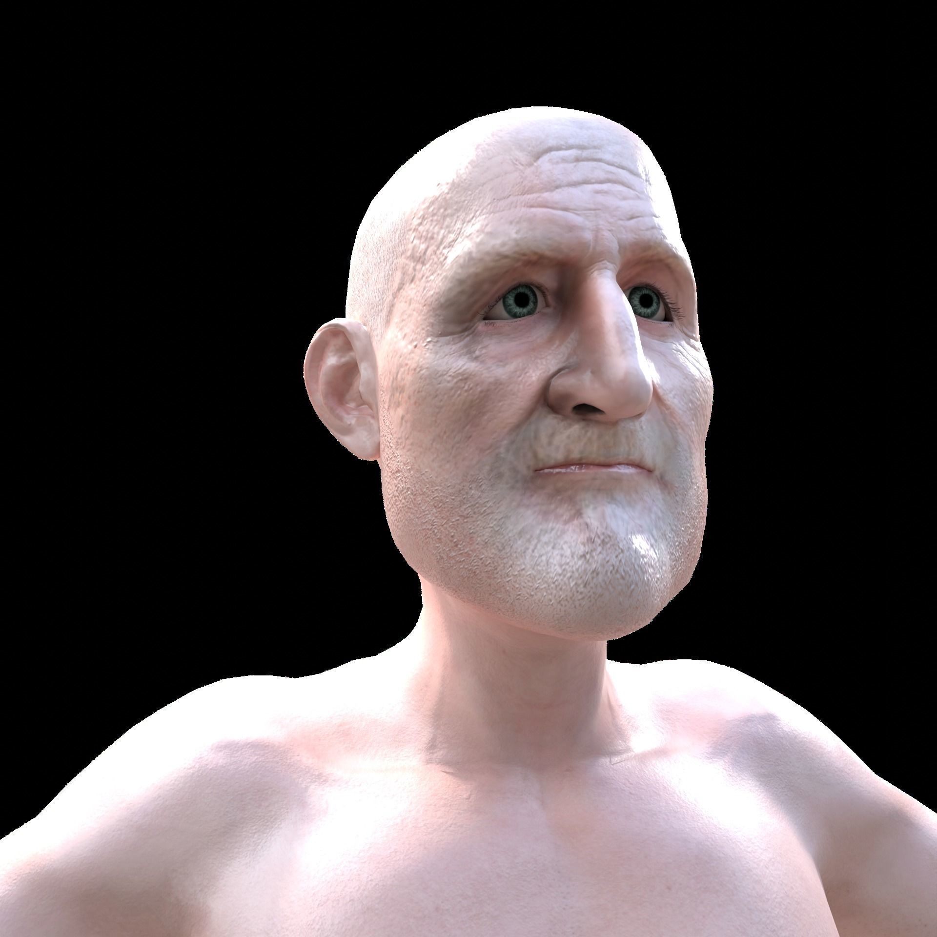 Old man base model - Realistic Low-poly 3D model_4