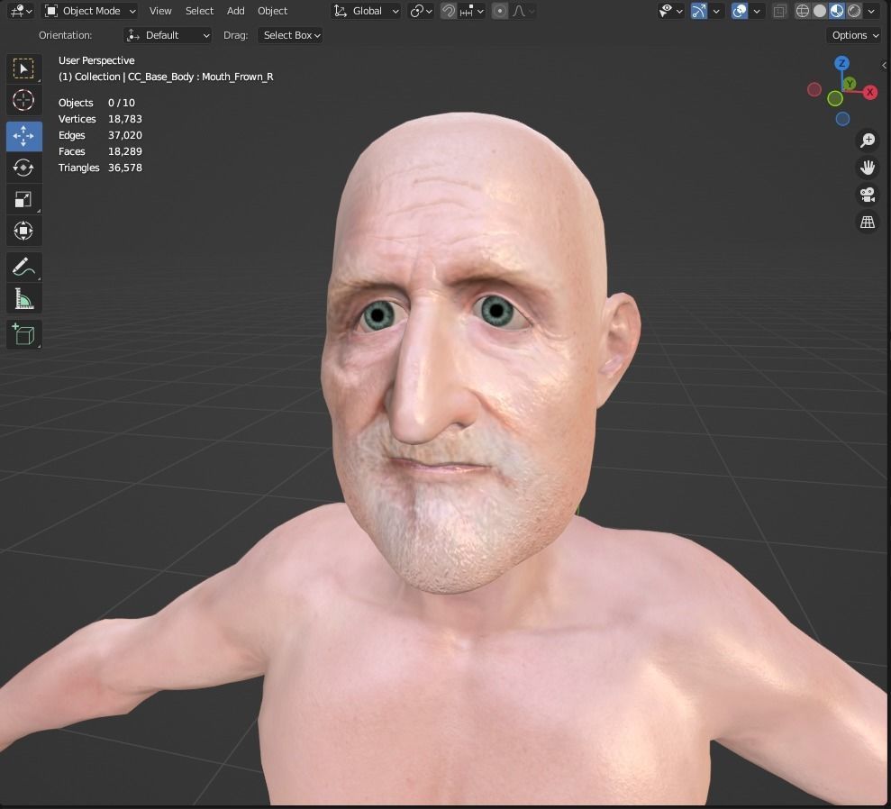 Old man base model - Realistic Low-poly 3D model_19