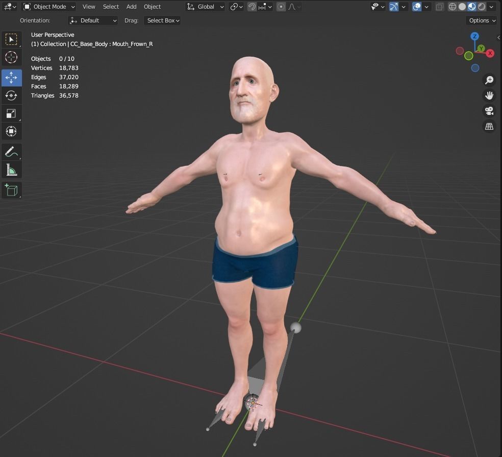 Old man base model - Realistic Low-poly 3D model_15