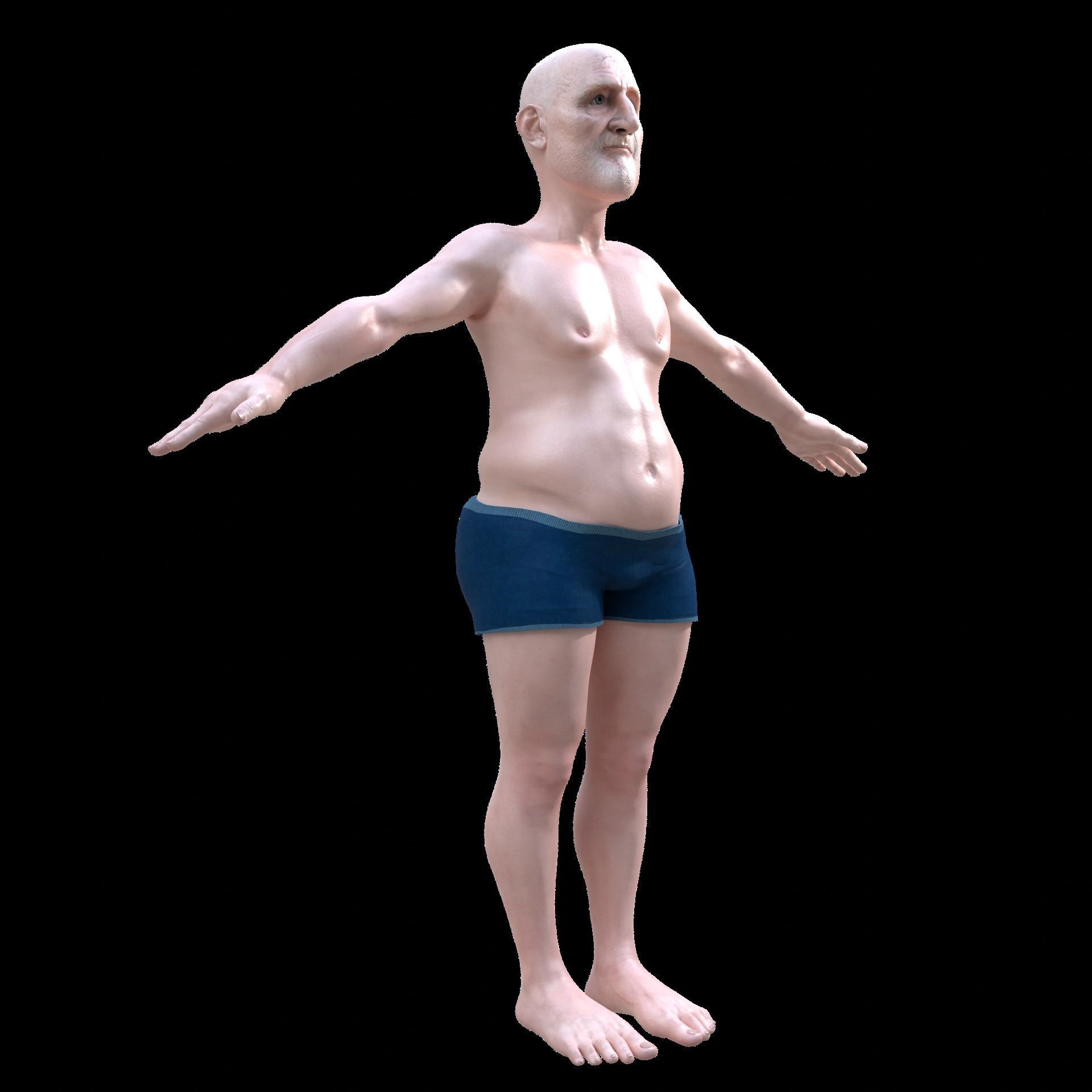 Old man base model - Realistic Low-poly 3D model_5