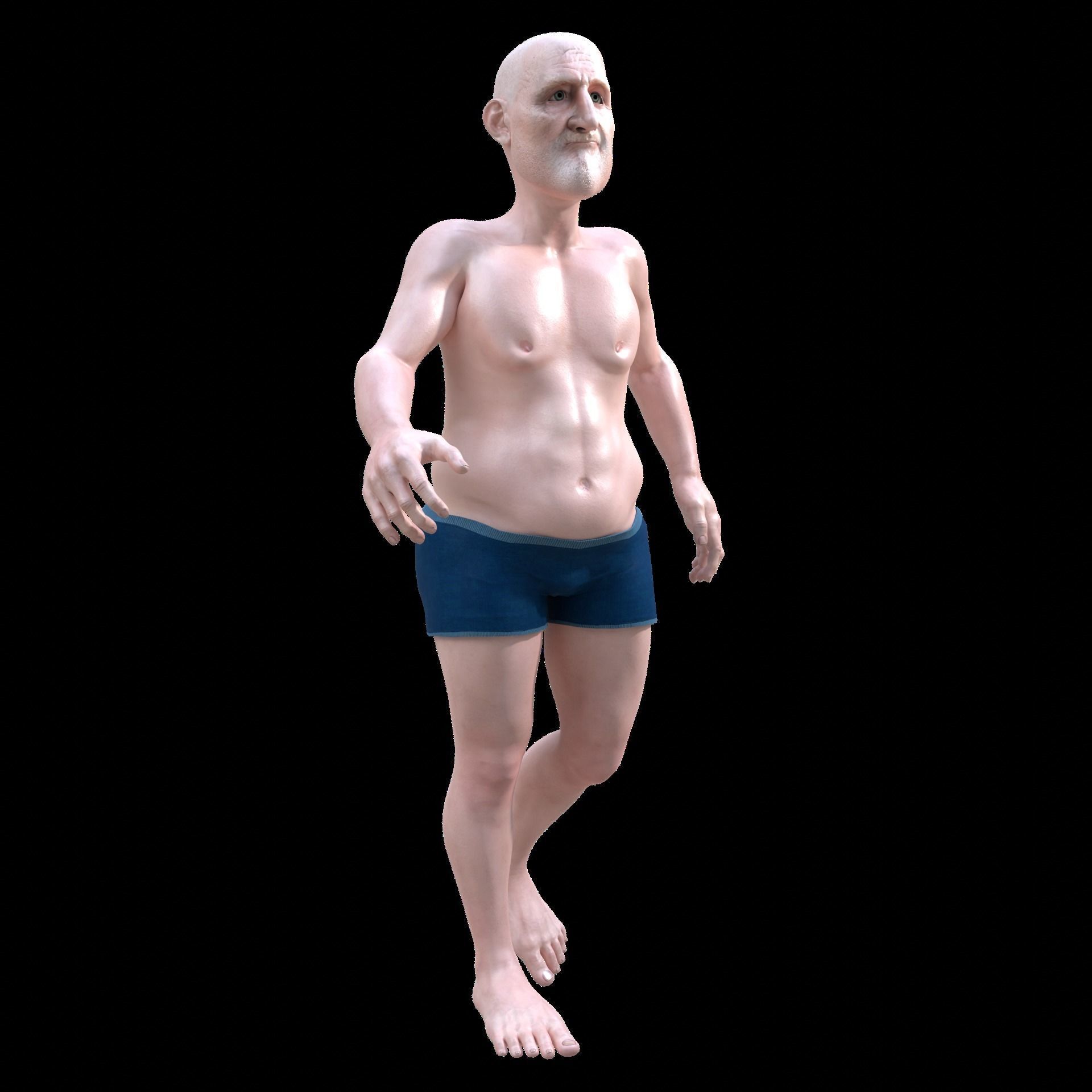 Old man base model - Realistic Low-poly 3D model_2