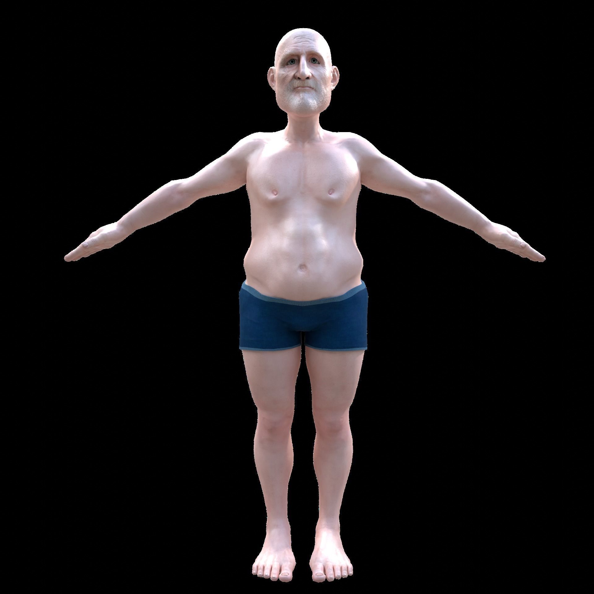 Old man base model - Realistic Low-poly 3D model_6