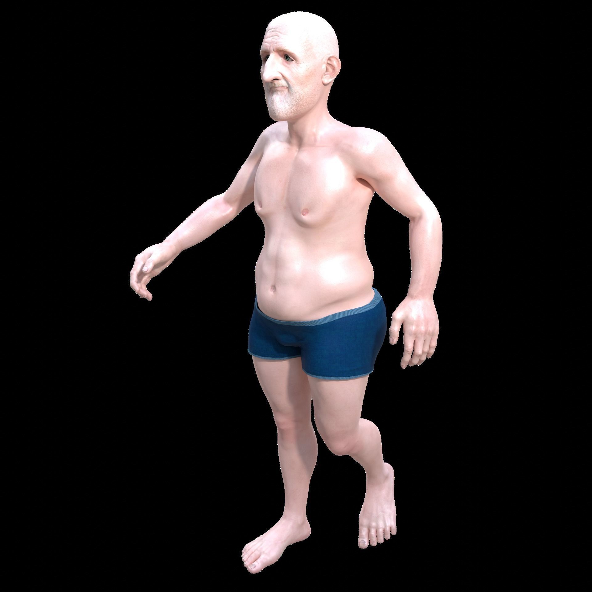 Old man base model - Realistic Low-poly 3D model_3