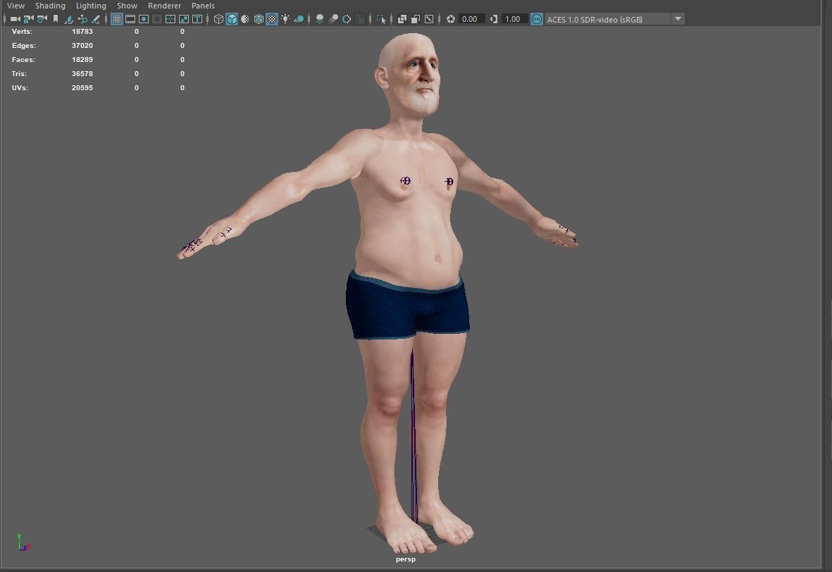 Old man base model - Realistic Low-poly 3D model_13