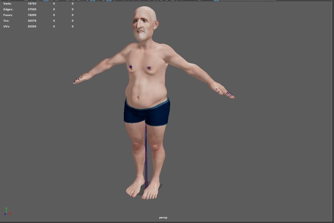 Old man base model - Realistic Low-poly 3D model_18