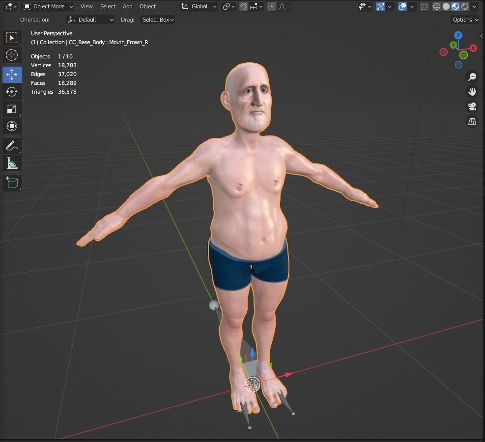 Old man base model - Realistic Low-poly 3D model_14