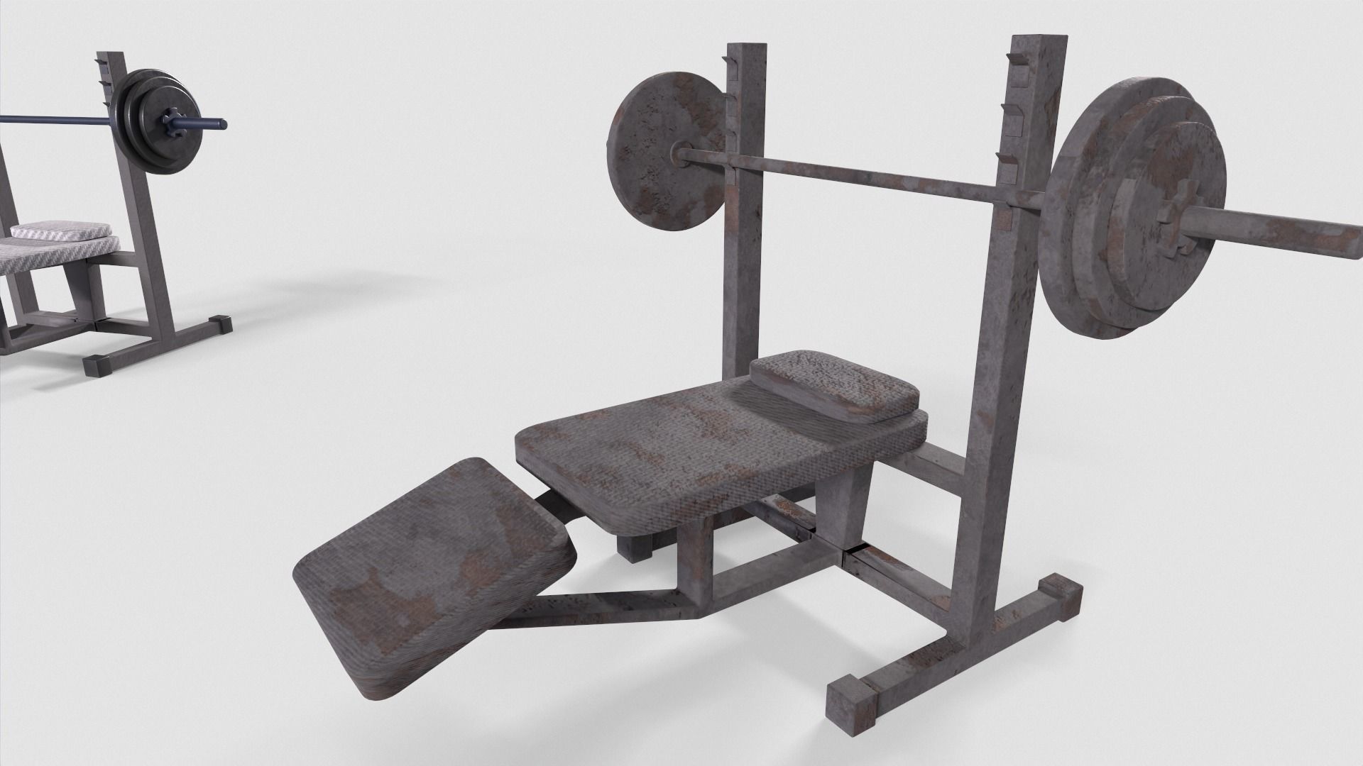 Bench Press Rusty and Normal Low-poly 3D model_7