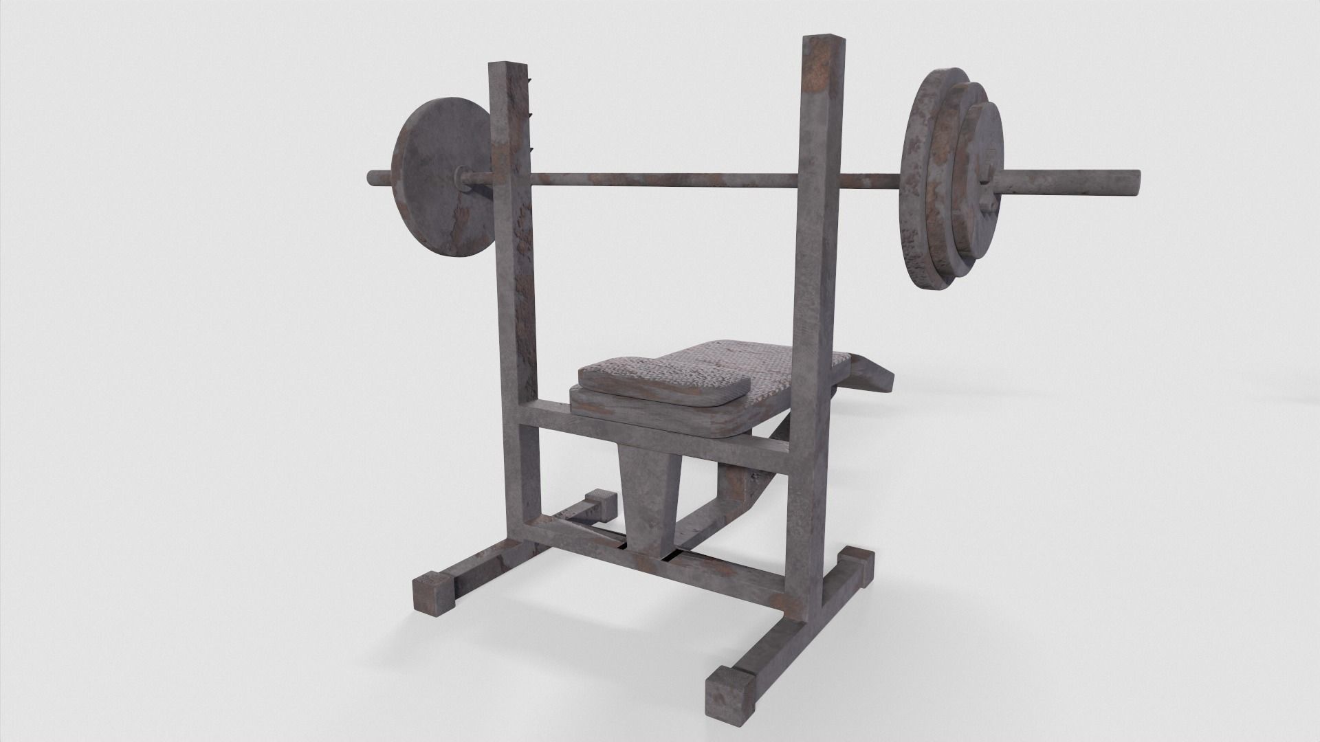 Bench Press Rusty and Normal Low-poly 3D model_8