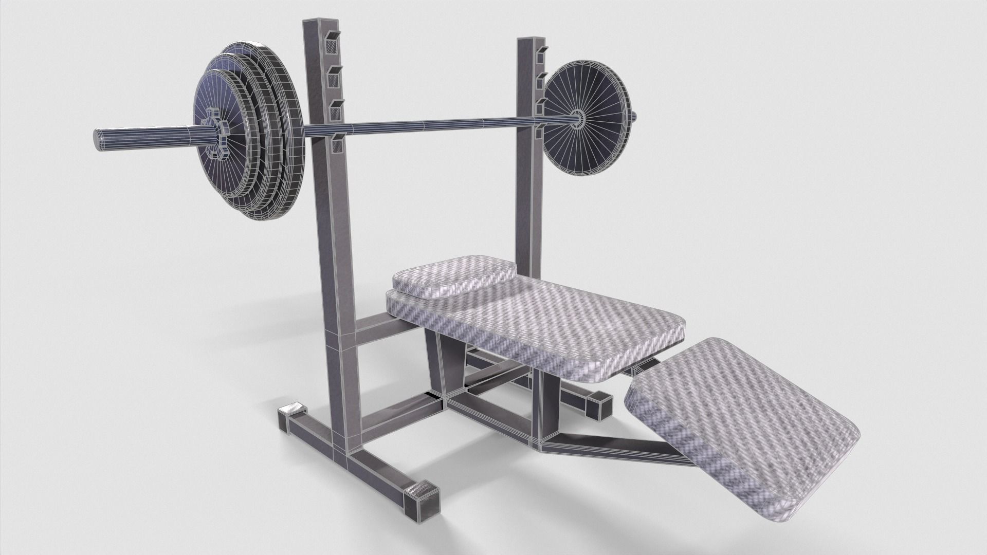 Bench Press Rusty and Normal Low-poly 3D model_11