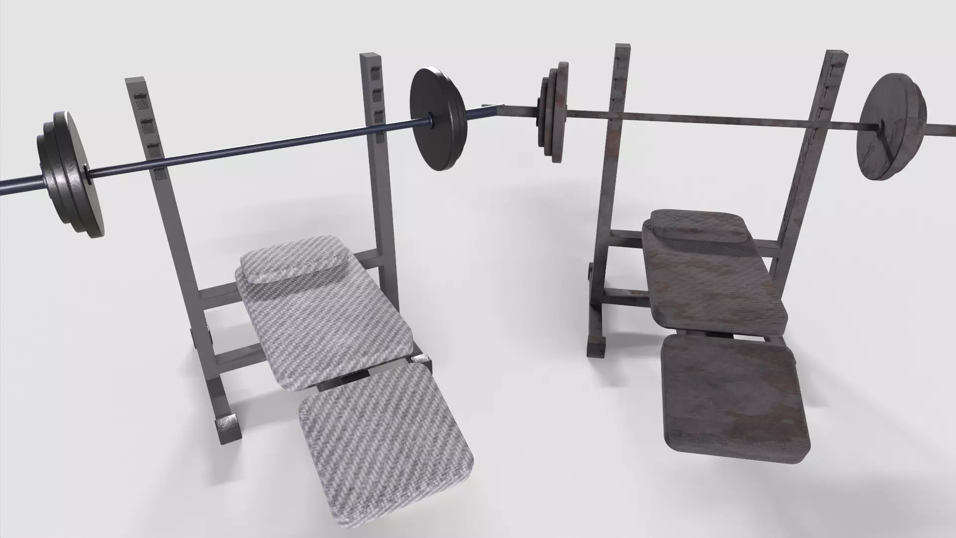 Bench Press Rusty and Normal Low-poly 3D model_0