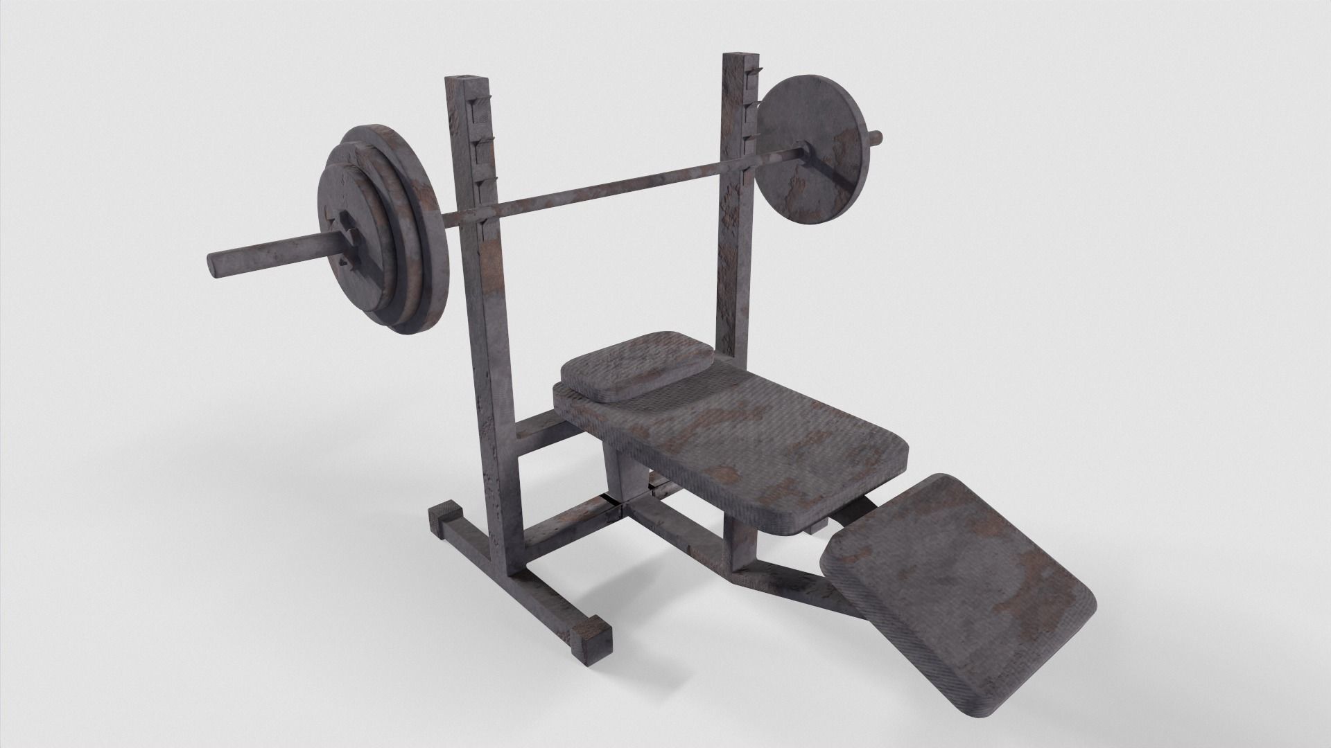 Bench Press Rusty and Normal Low-poly 3D model_1