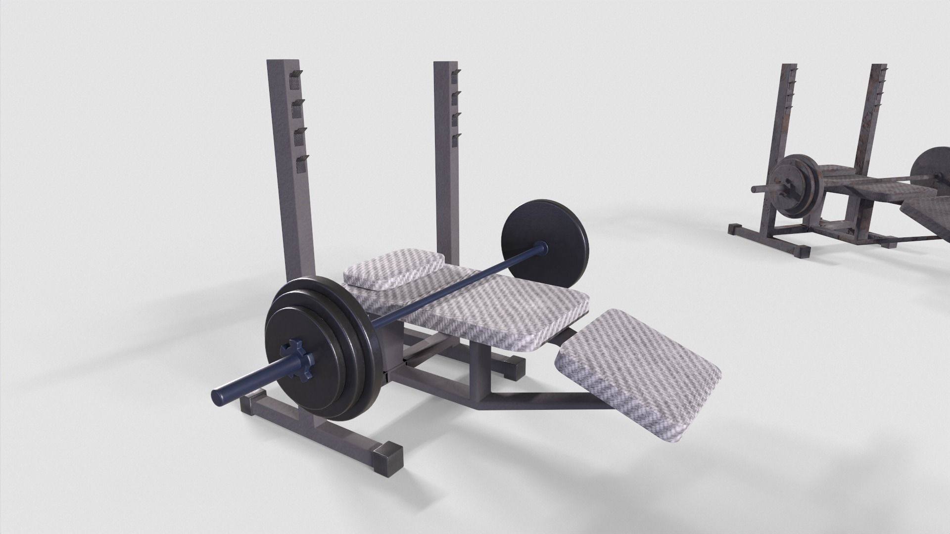 Bench Press Rusty and Normal Low-poly 3D model_10