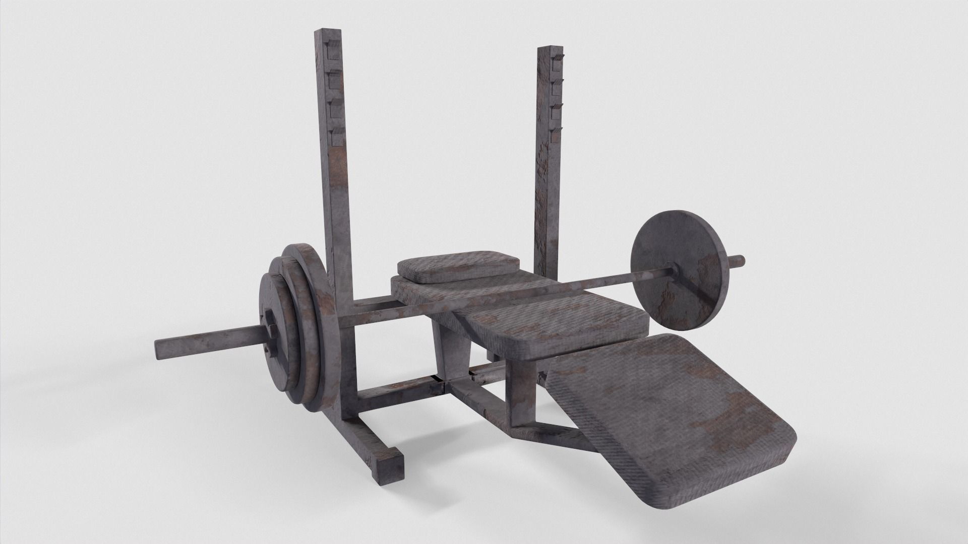 Bench Press Rusty and Normal Low-poly 3D model_9