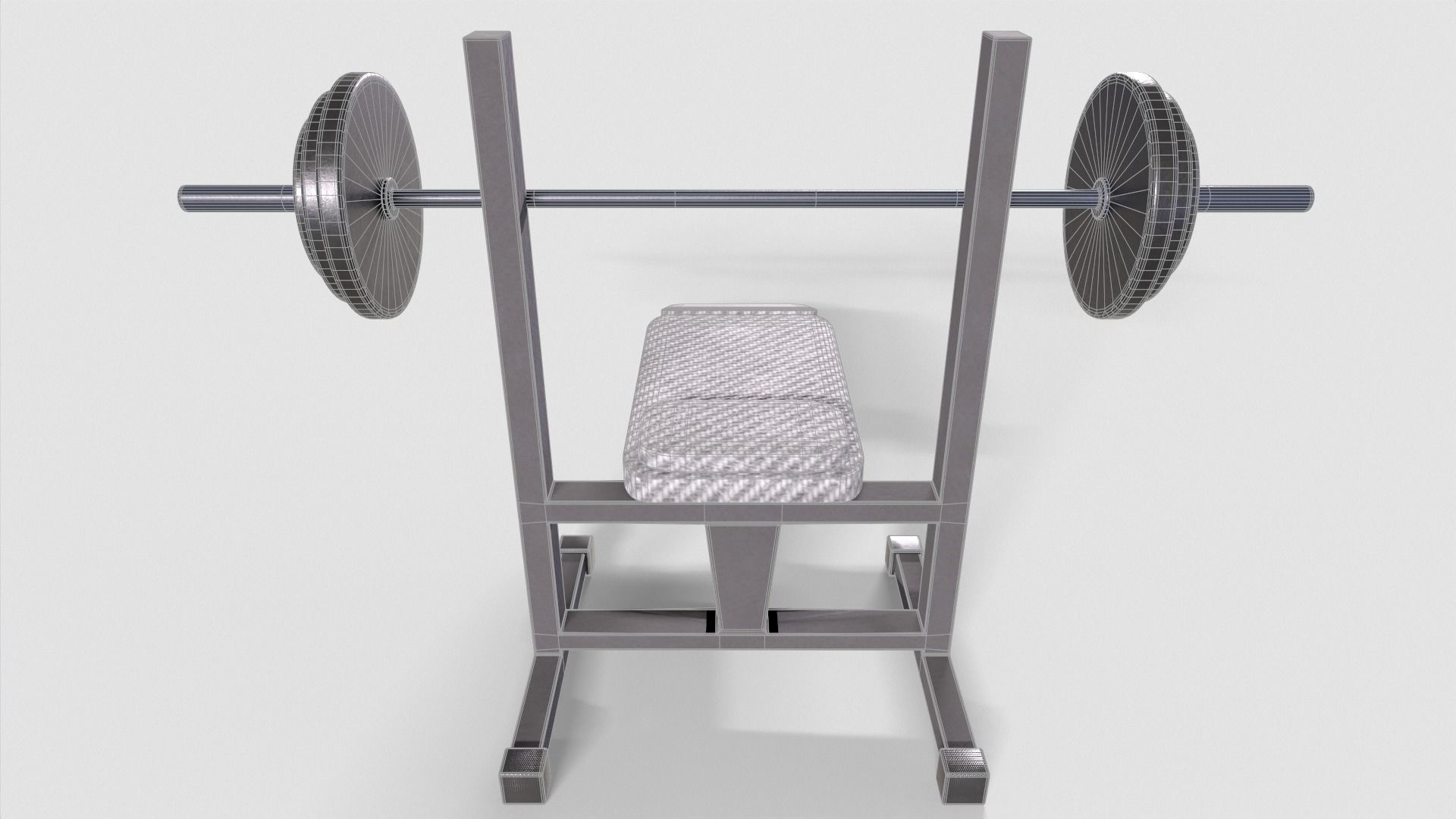 Bench Press Rusty and Normal Low-poly 3D model_14
