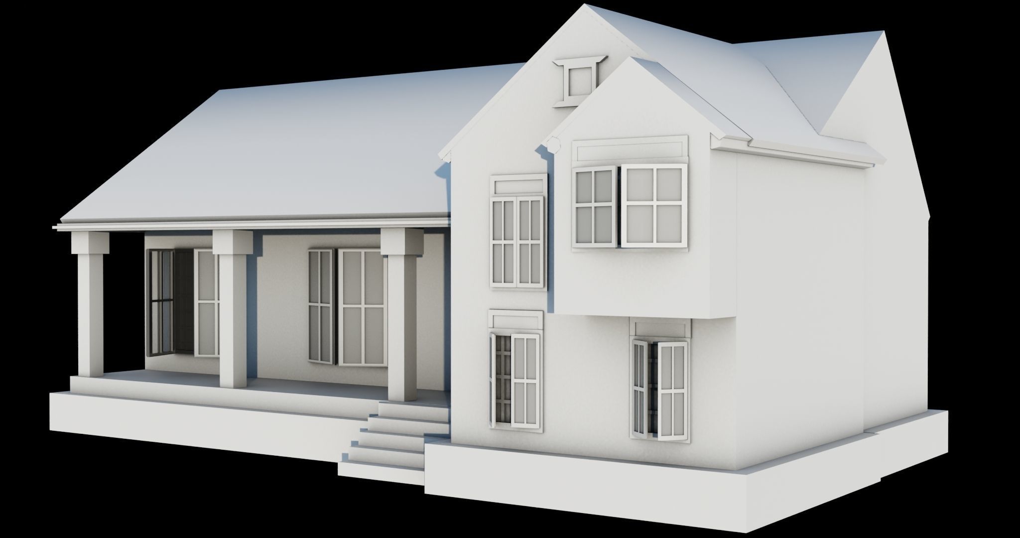 Family House PBR Unity UE Arnold V-Ray Textures Included Low-poly 3D model_21