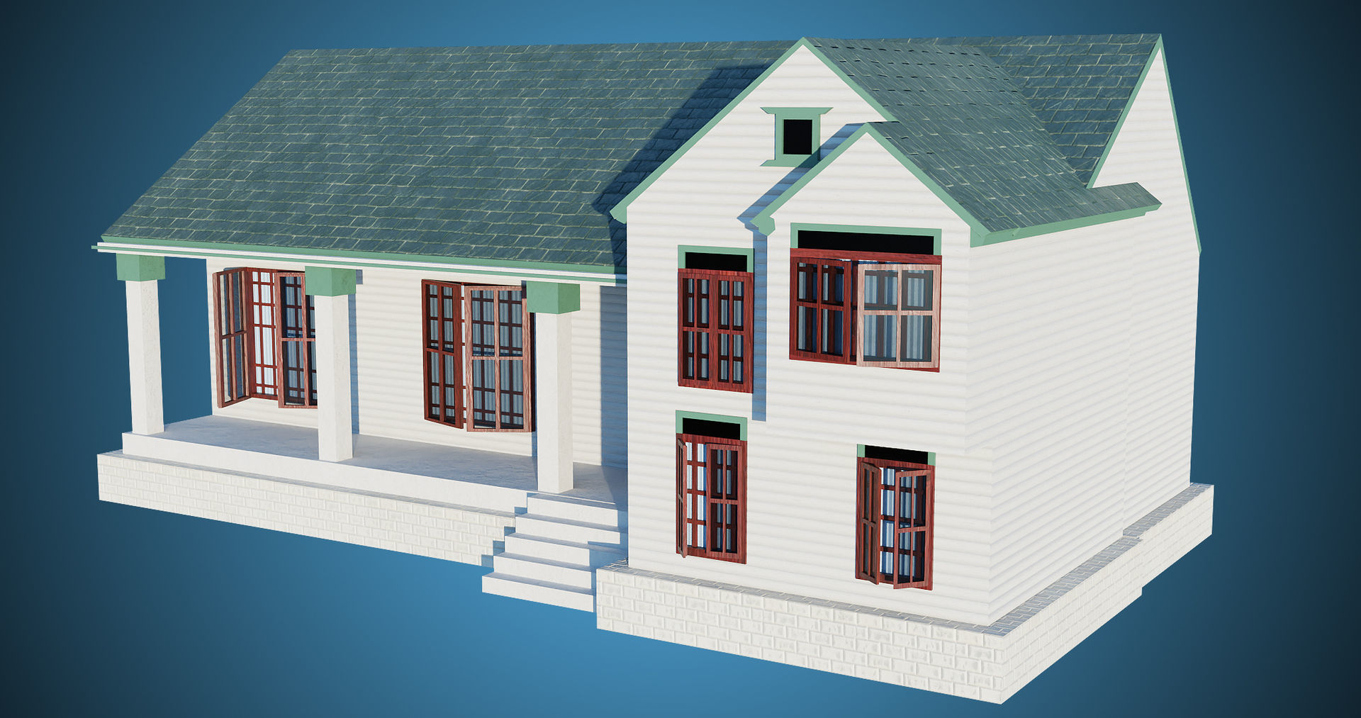Family House PBR Unity UE Arnold V-Ray Textures Included Low-poly 3D model_13