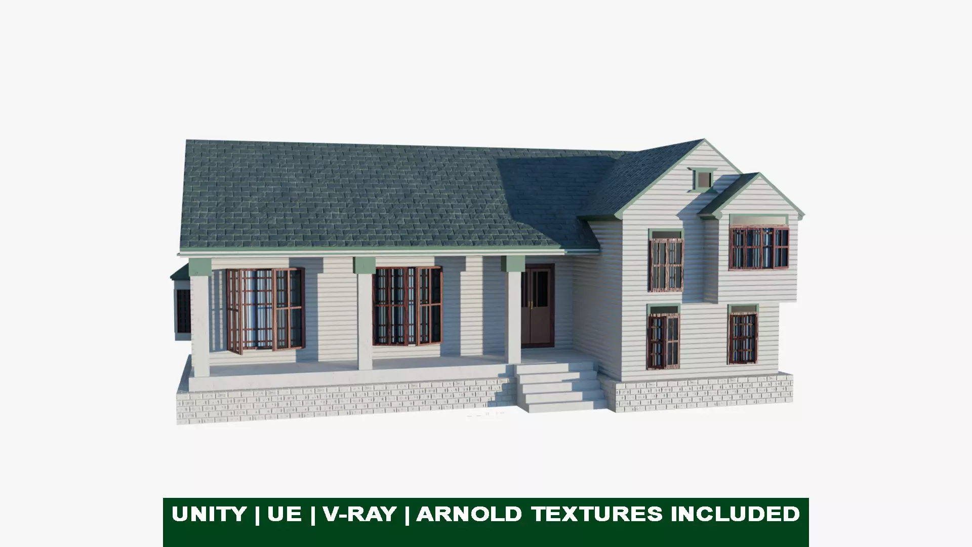 Family House PBR Unity UE Arnold V-Ray Textures Included Low-poly 3D model_0