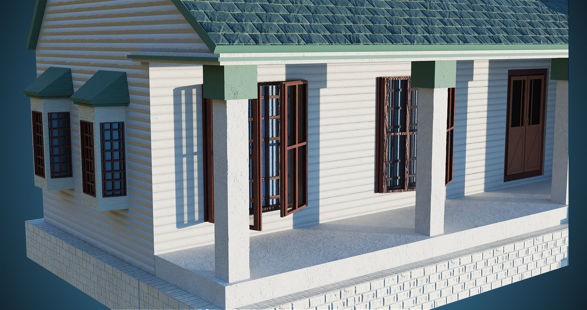 Family House PBR Unity UE Arnold V-Ray Textures Included Low-poly 3D model_8