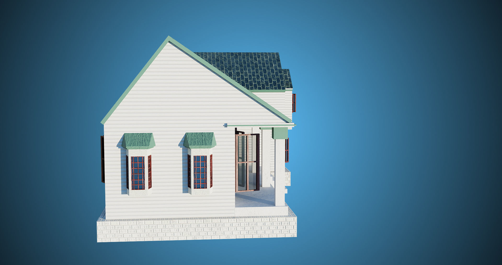 Family House PBR Unity UE Arnold V-Ray Textures Included Low-poly 3D model_3