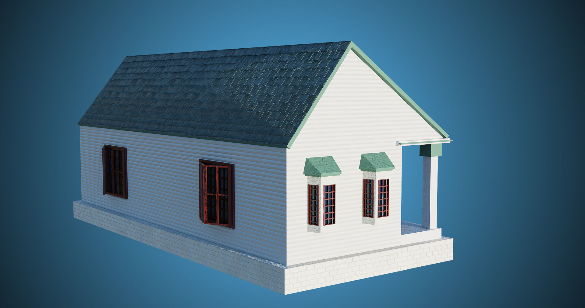 Family House PBR Unity UE Arnold V-Ray Textures Included Low-poly 3D model_4